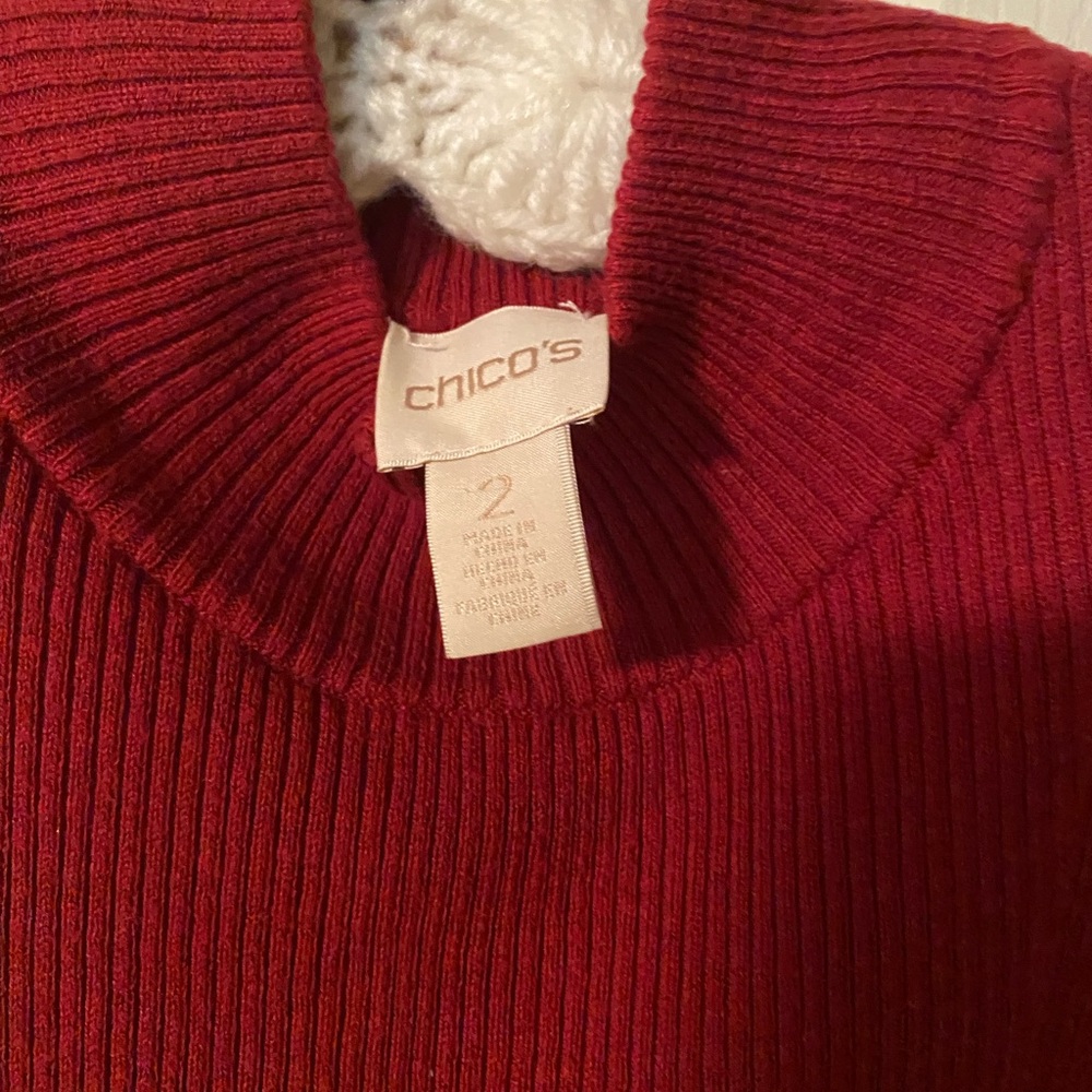 Two piece sweater set in deep ruby.